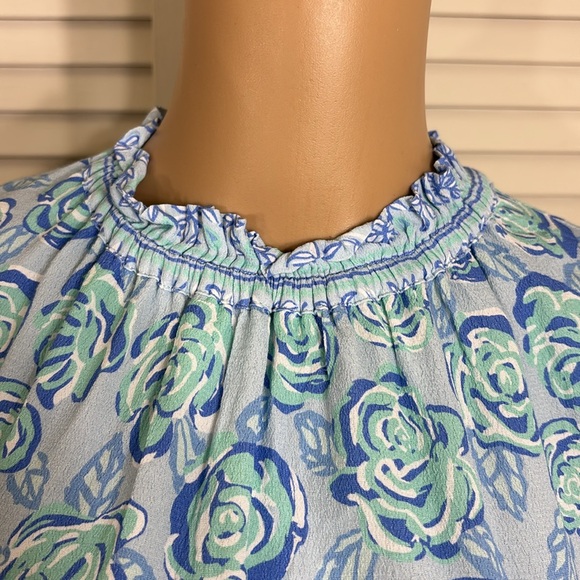 Sail to Sable Floral Mini Ruffled Blue Dress XS - Picture 4 of 13